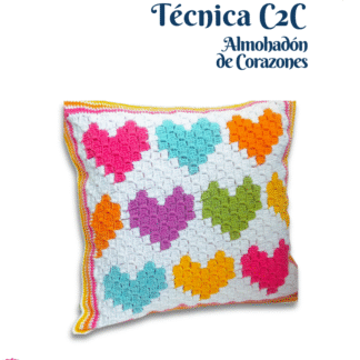Almohadón de Corazones con la Técnica C2C