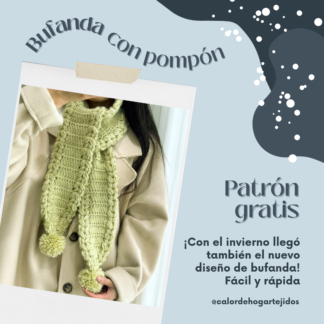 Bufanda con Pompón (Patrón Gratuito)